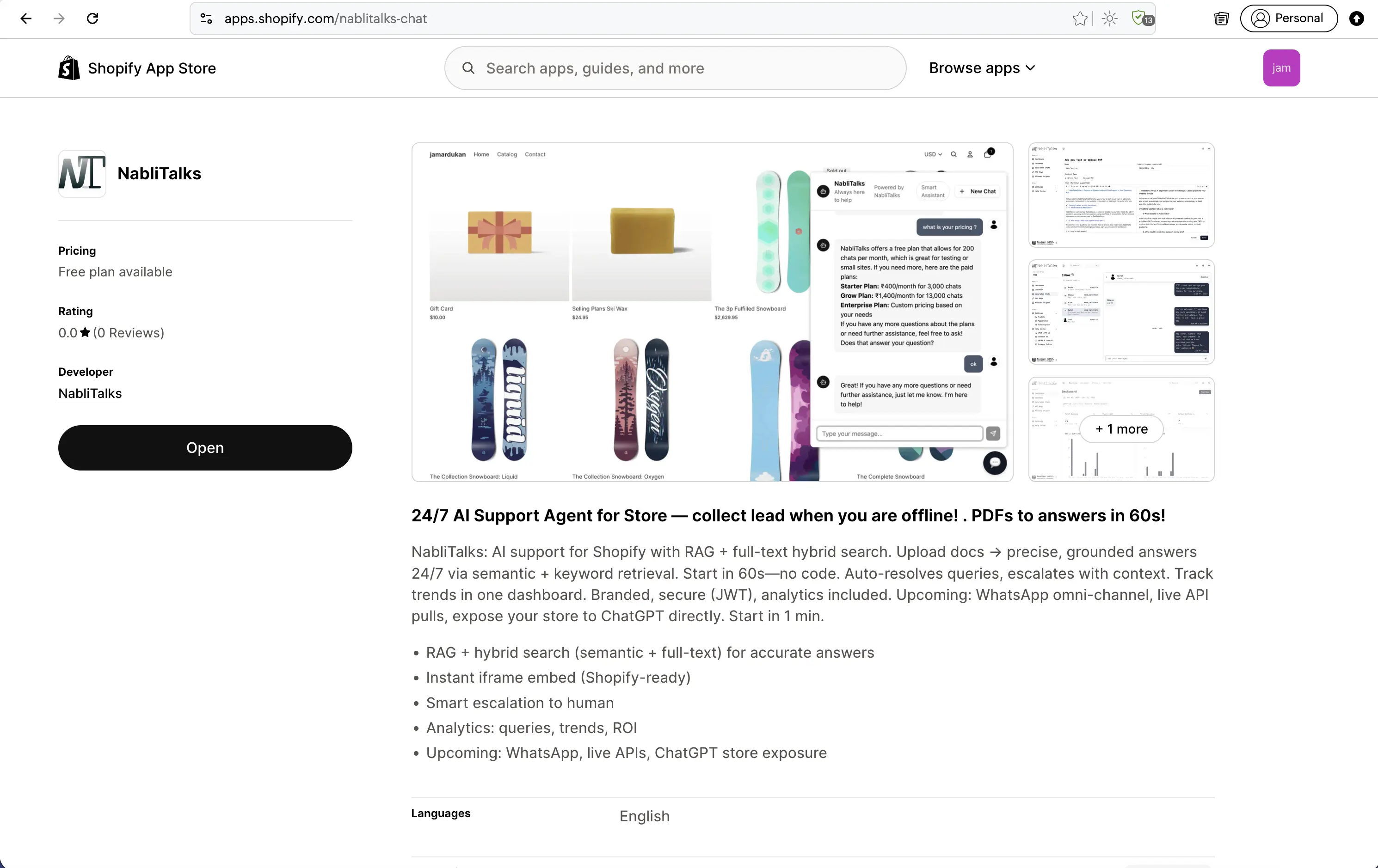 Install from Shopify App Store